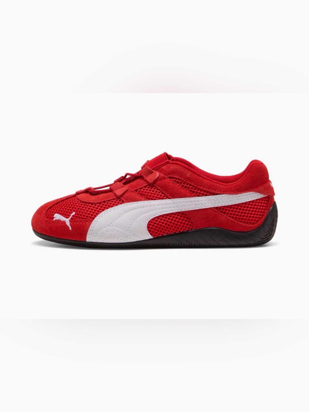 Puma Red Suede & Mesh Sneaker with White Formstrip.